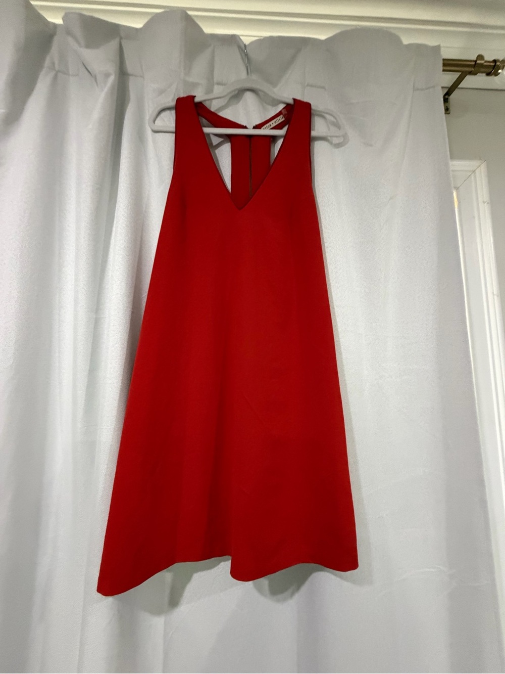 Alice + Olivia Red V-Neck Mini Dress